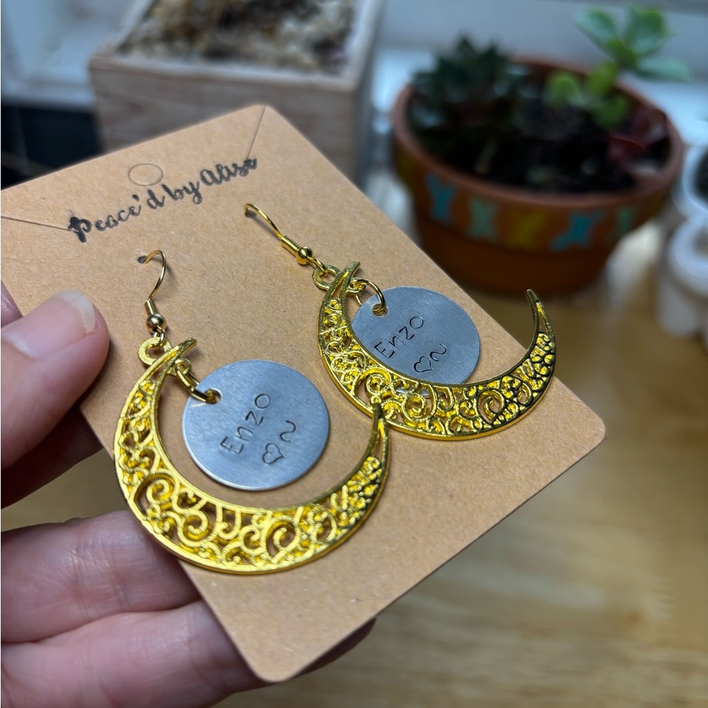 ENZO Cresent Moon large dangle earring Bonnie Grams Freya Davina Rebekah TVD+